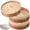 Set of 2 Cedarwood Steamer Baskets (15cm Diameter) - Commercial Steamer, Chinese Steamer, or Steamer