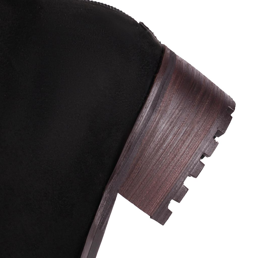 Женские сапоги на низком каблуке, осенне-зимние, новые, на толстом каблуке, большие размеры, теплые, плюшевые, средние сапоги