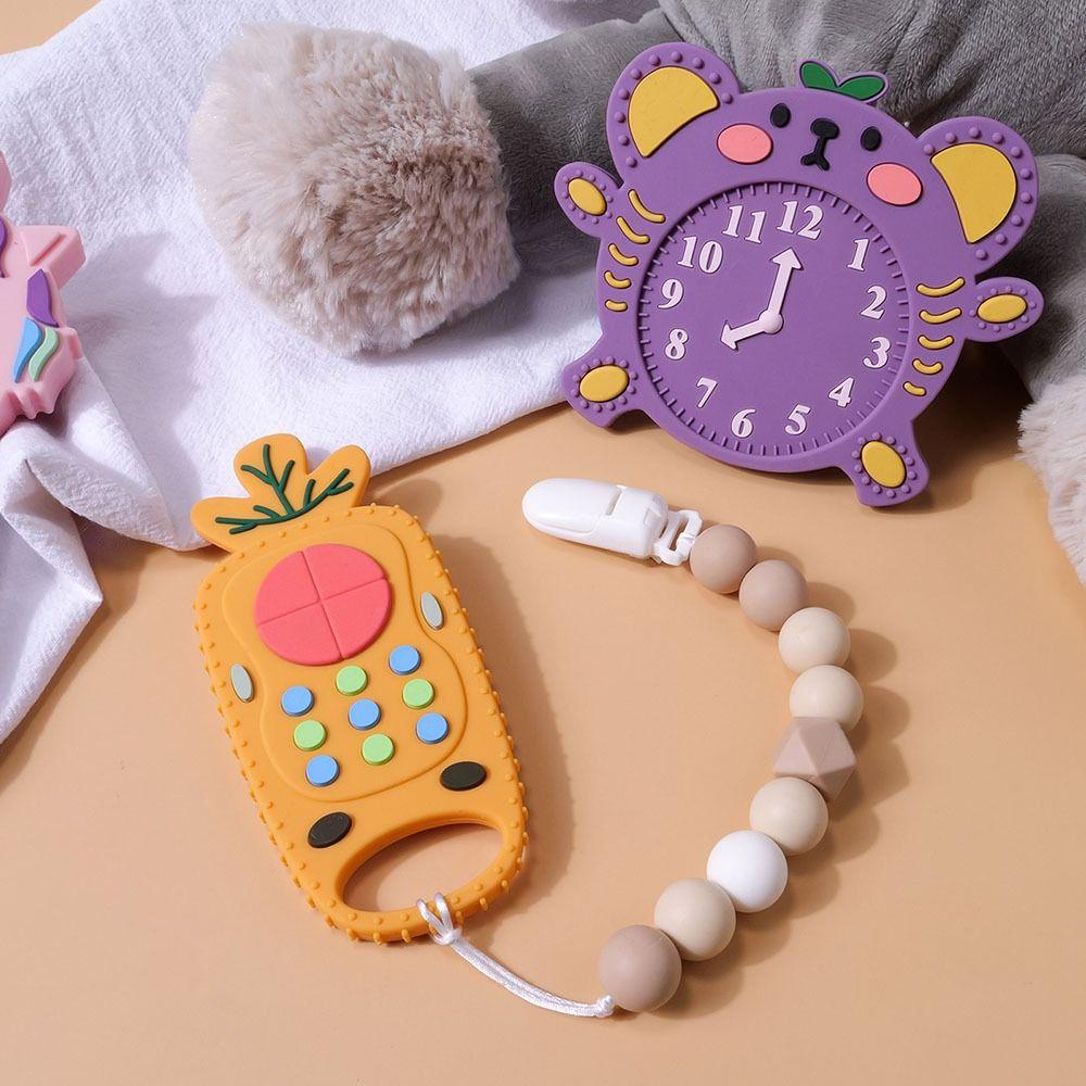 Kids Sensory Educational Remote Control Shape Teether Silicone Pain Relief Teething Toy Baby