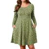 Plus Size Women's Gradient Print Casual Spring/Autumn Pocket Round Neck Long Sleeve Dress