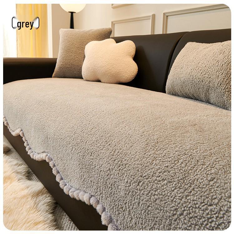 Нескользящий чехол на диван из шерсти ягненка: Толстая, цельная подушка для осени и зимы