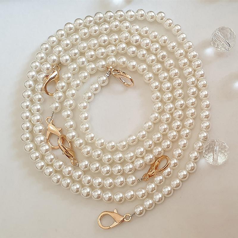 Detachable Anti-Lost Pearl Bags Strap Universal Handbag Handles Diy Purse Replacement Long Beaded Chain Bags Accessories