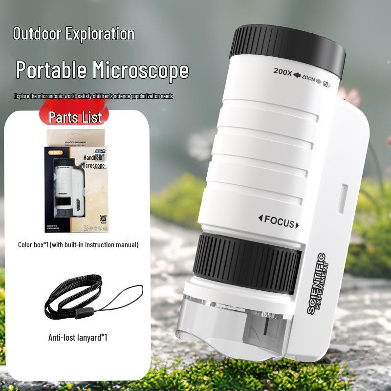 Портативный детский микроскоп, научный набор: Развивающая игрушка для учеников начальной школы, идеальный подарок для мальчиков и девочек