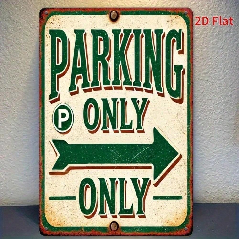 Vintage Parking Metal Sign 12x8 Inches Retro Garage Wall Decor Man Cave Gift with Arrow