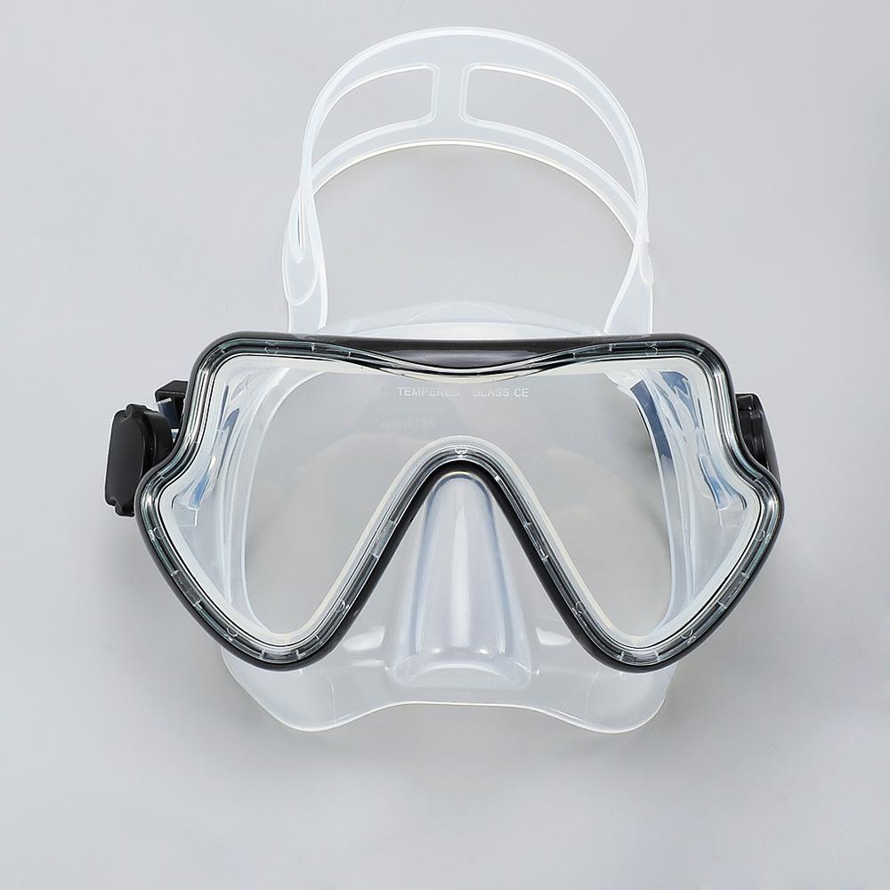 Маска для дайвинга, очки для плавания, подводная трубка, силиконовая юбка, панорамное HD из закаленного стекла, противотуманное покрытие для взрослых и молодежи, с крышкой для носа