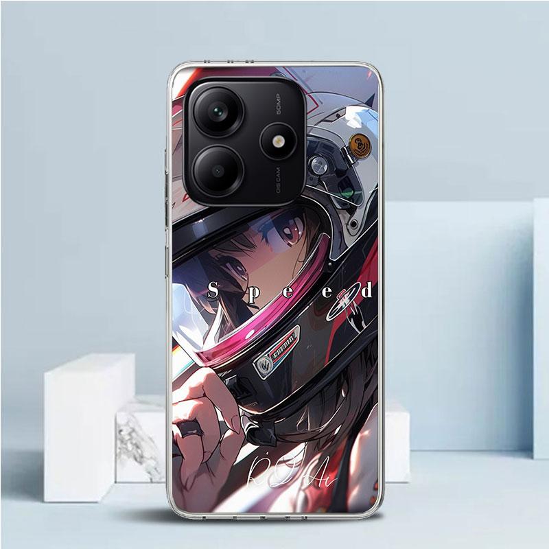 Мягкий чехол-шлем для мотоциклиста для телефона Xiaomi Redmi Note 15 14 13 12 Pro Plus Чехол для телефона 14S 11S 11T 11E 10S 10 4G с рисунком