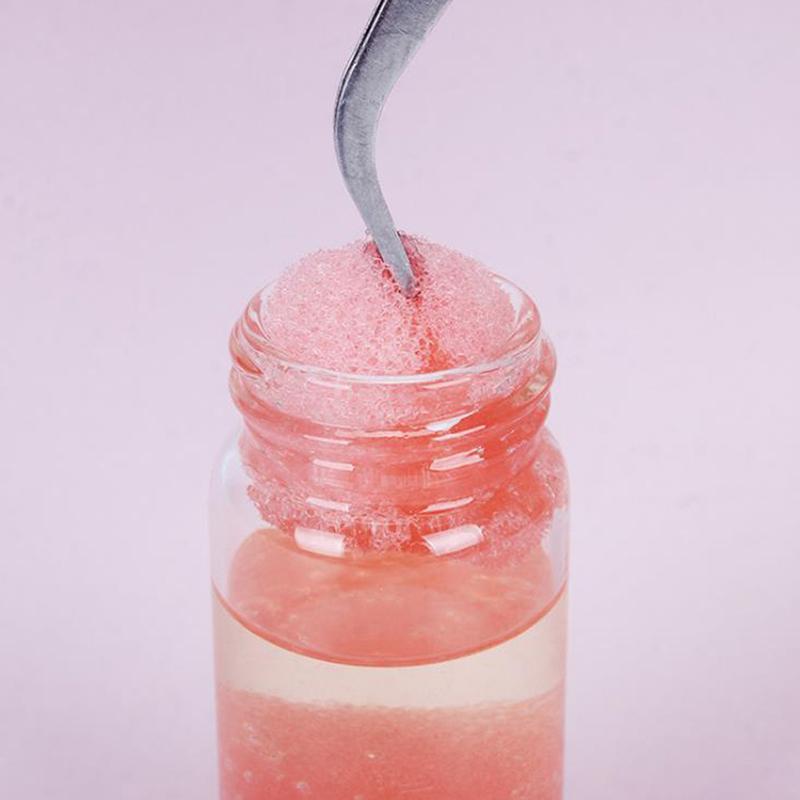 25 мл жидкость для очистки пинцетов для ресниц с губчатым шариком и клеем для удаления