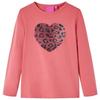 Children's Long-sleeved T-shirt with Sequined Heart, 2 Colors and 5 Sizes Available