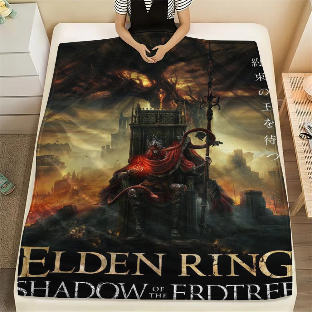 1Pc Elden Ring Print Flannel Blanket, High quality Comfortable for All Seasons, Home Decor, Warmth and Comfort, Perfect for Christmas Gifts