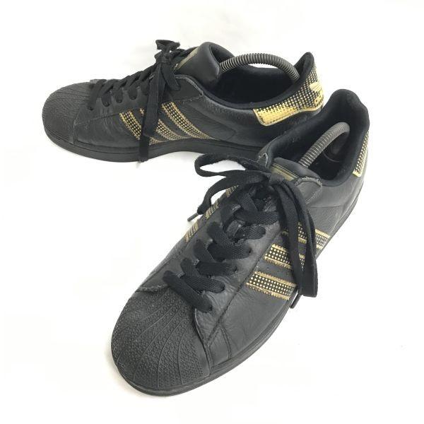 adidas Оригинальные кожаные кроссовки SUPERSTAR SNAKE BLACK 28 черно-золотой язычок трилистник(ИСПОЛЬЗОВАЛ)