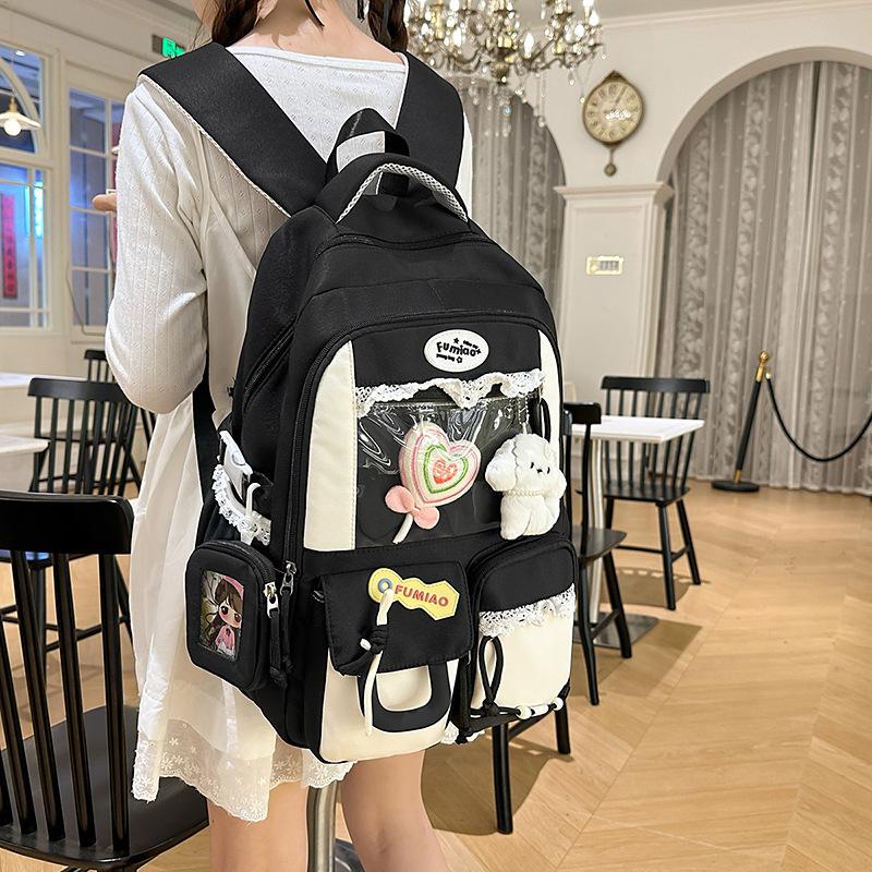 Летний Новый Свежий Милый Рюкзак для Студента Средней Школы для Улицы на Шнуровке Высокой Ценности