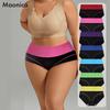 Women's Large Size Contrast Color Underwear Briefs High Waist Large Size Loose Underwear Briefs for Women