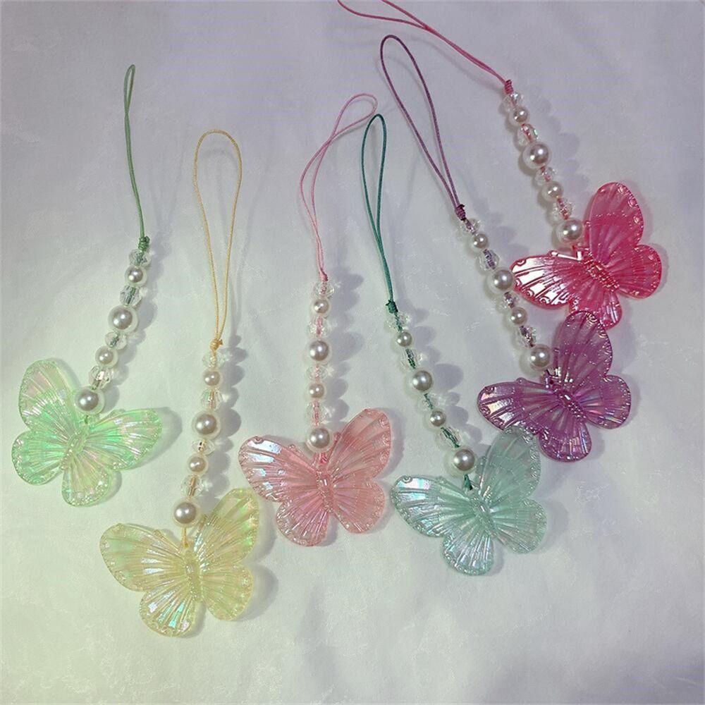 Подвеска на цепочку для телефона, ремешок на руку, светящаяся бабочка, ремешок для мобильного телефона