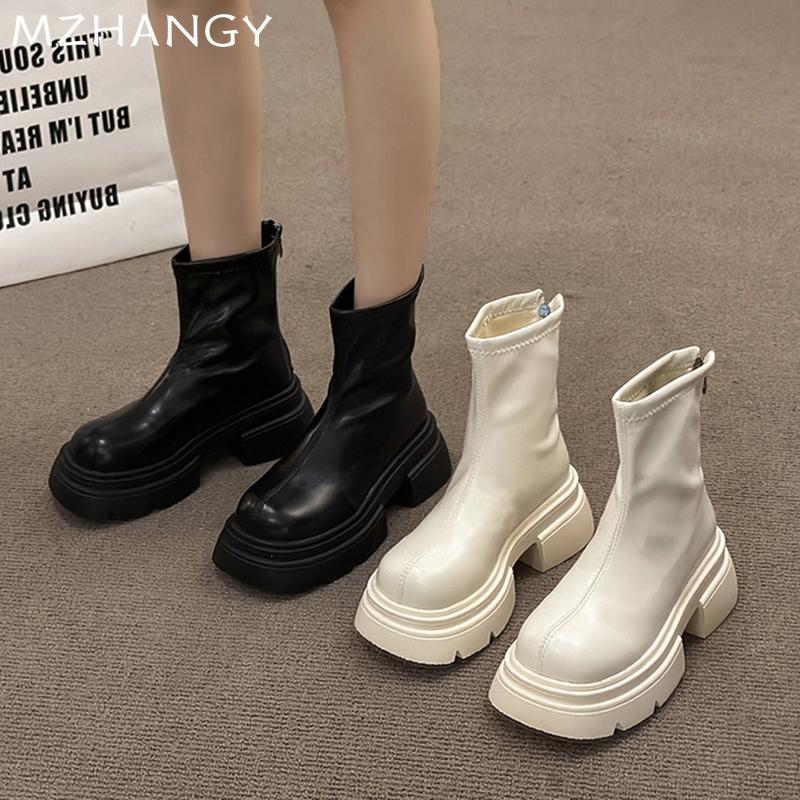 Массивные женские ботильоны, модные дизайнерские кожаные туфли на среднем каблуке для женщин, зимняя новая тенденция 2024 года, прогулочное платье в готическом стиле Botas Mujer
