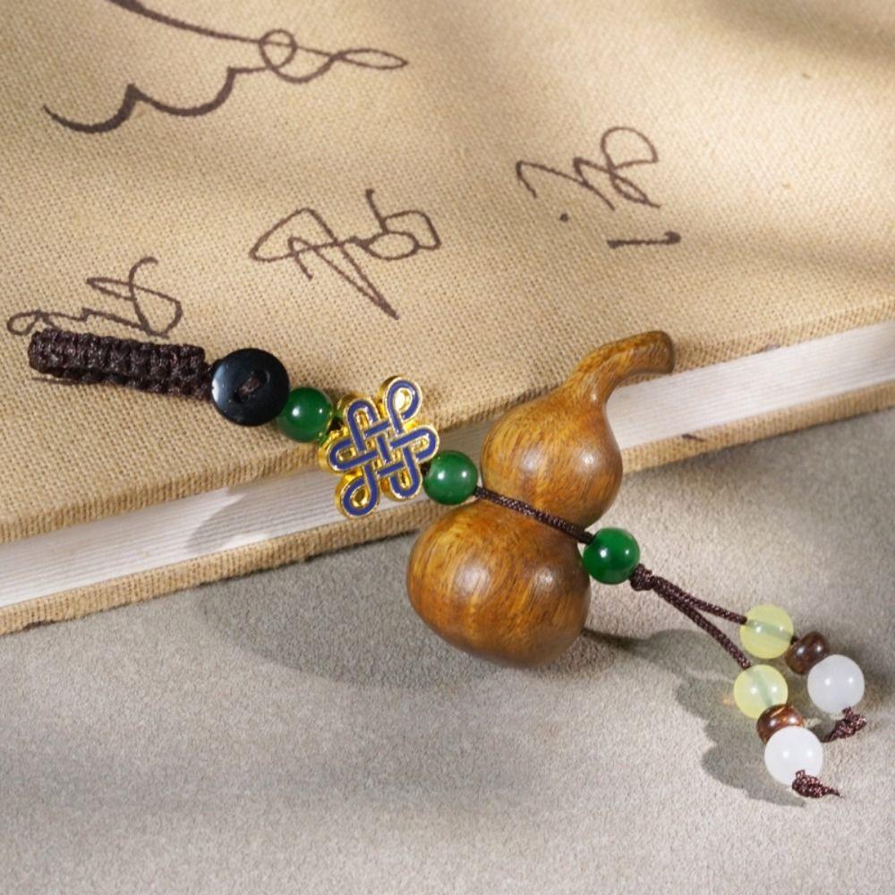 Chinese Style Sandalwood Gourd Keychain Pendant Gourd Car Keychain Wooden Pendant Phone Chain Men
