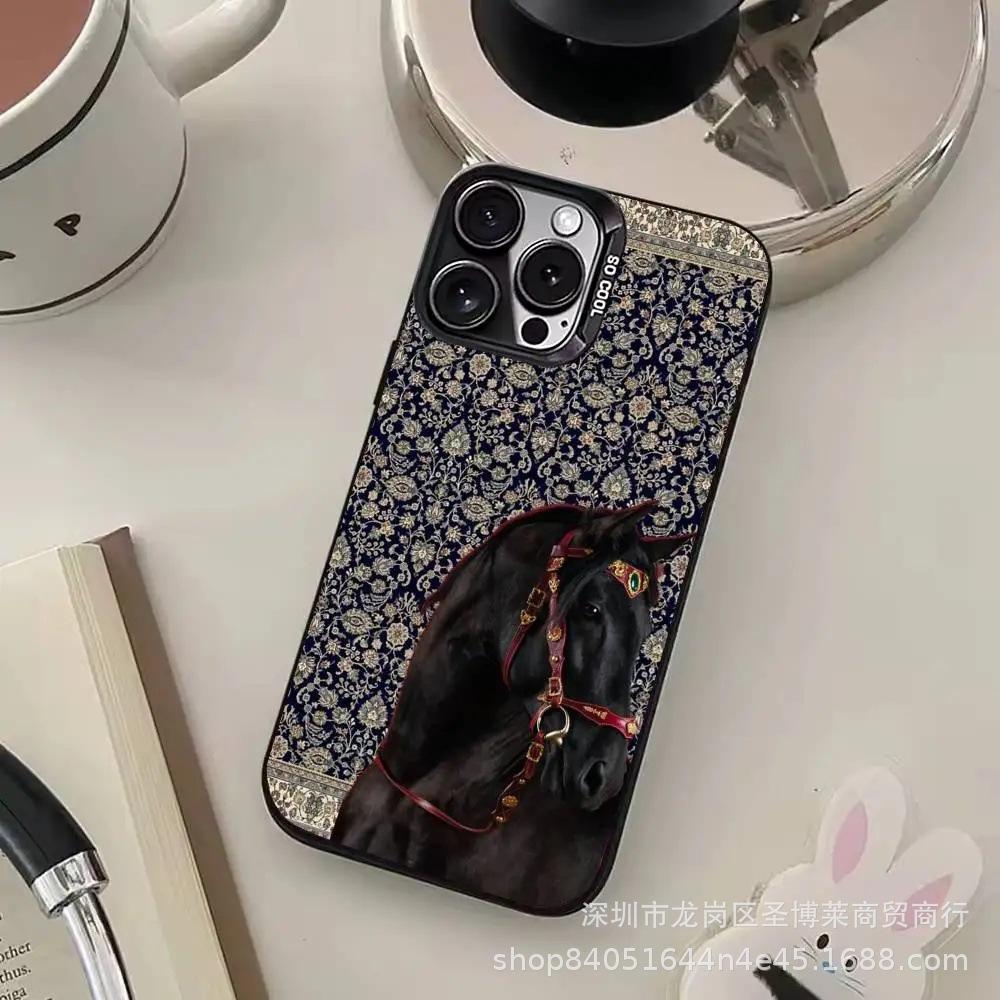 Ретро темная лошадка для Apple 15 цветной серебристый iPhone14promax креативный 13/11 матовый 16 защитный чехол 17