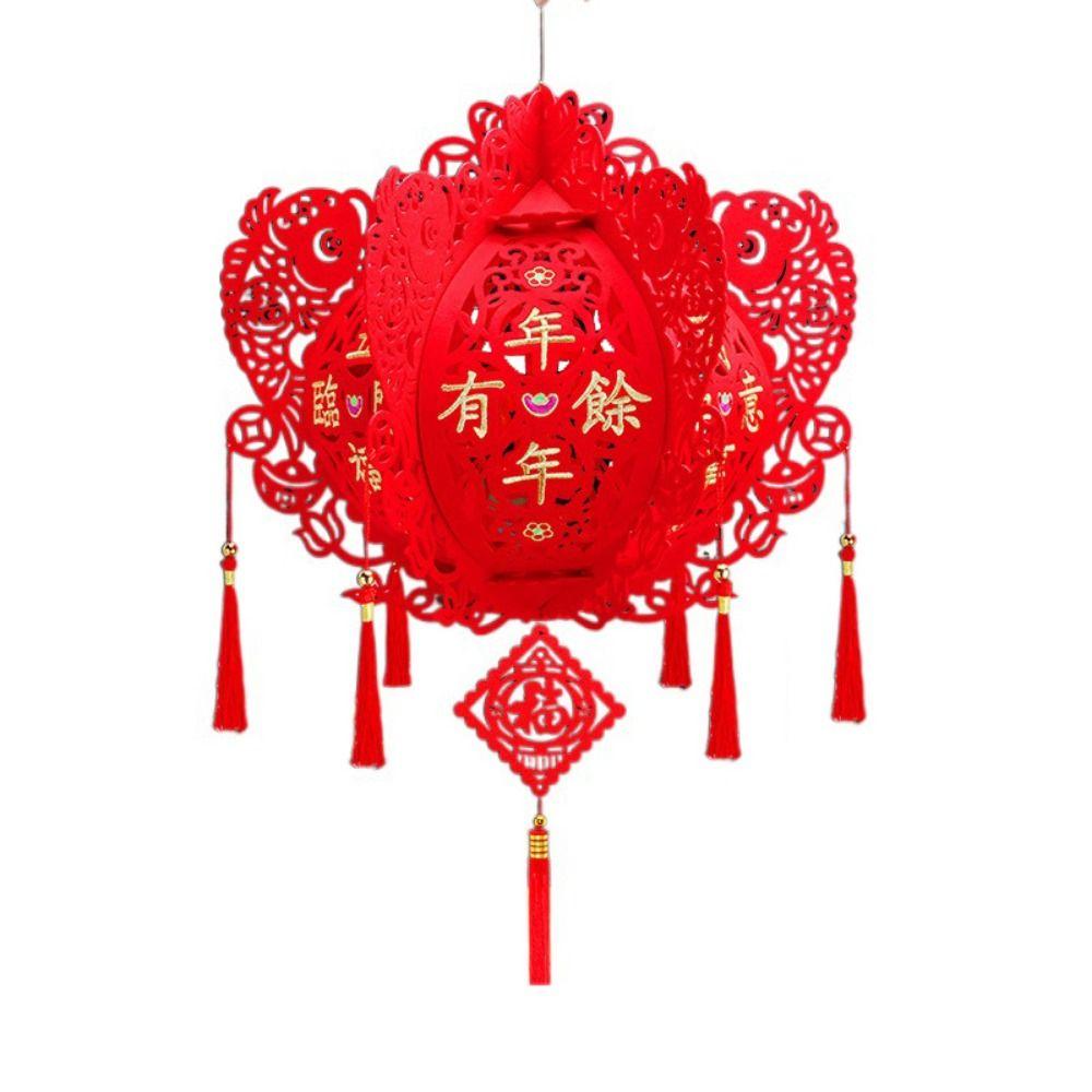 Lint/Gold Foil Good Luck Lanterns 3D Chinese Lint Lanterns Spring Festival Hanging Pendant  Party