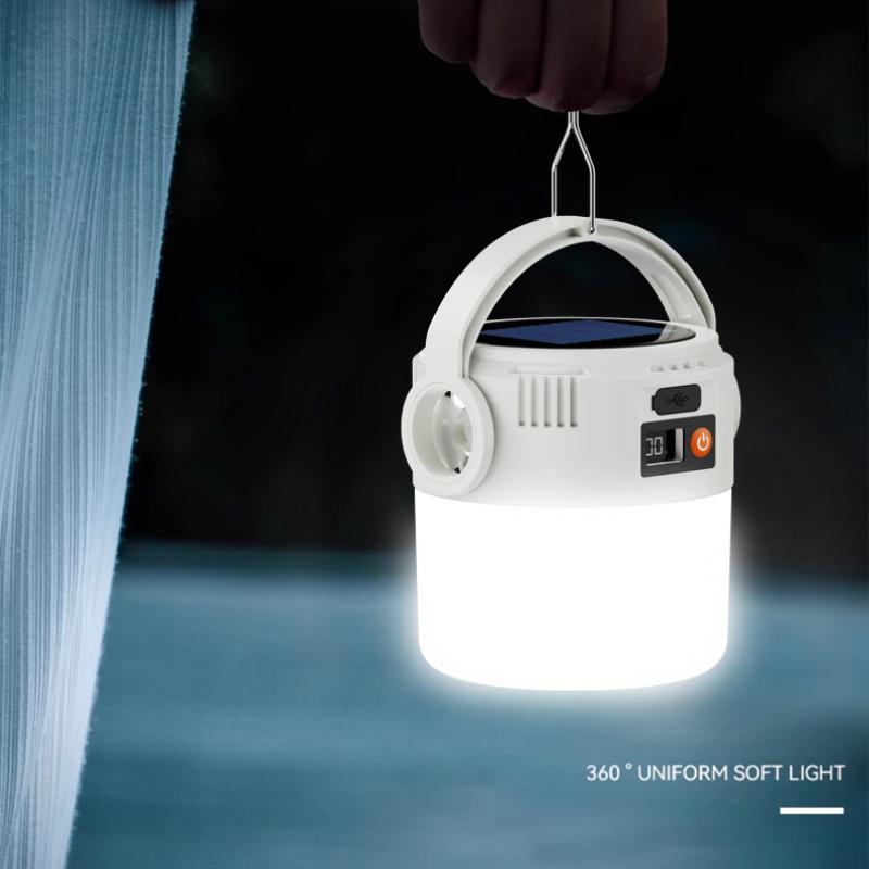 Портативный светодиодный кемпинговый фонарь на солнечной батарее с аккумулятором и зарядкой Type-C