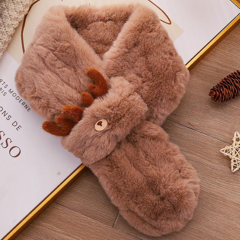 Рождественская атмосфера красный лось рог плюшевый шарф утолщенный шарф женский зимний универсальный студенческий теплый