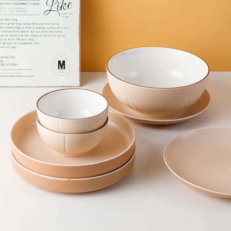 Nordic Ceramic Dishes Set Creative Children's Tableware Household Thickened Dishes Combination Dormitory Cute Girl Heart