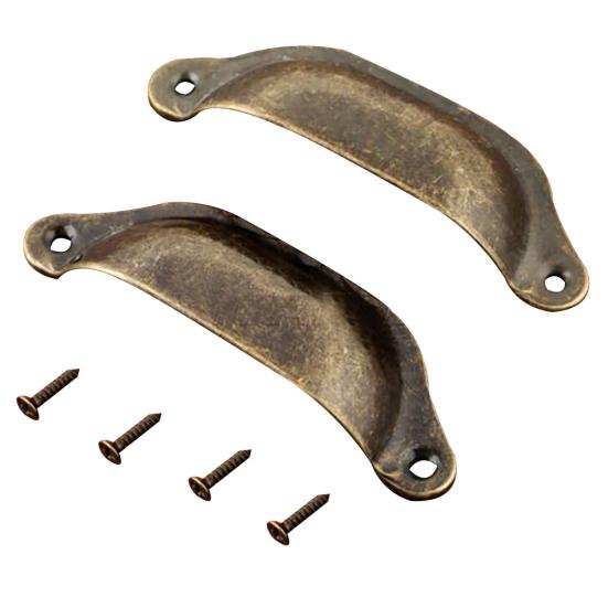 Retro Kitchen Cupboard Door Cabinet Cup Drawer Furniture Pull Shell Handles 2pcs