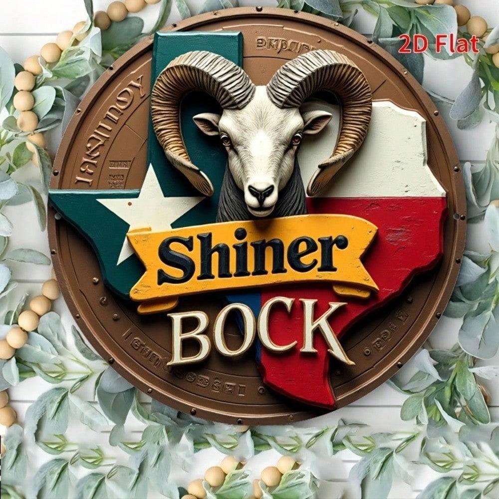 Ретро Металлическая Пивная Вывеска Shiner Bock 8x8 Дюймов для Декора Стены Бара Ретро Металлическая Жестяная Вывеска, Винтажная Рекламная Табличка Пива, Настенное Искусство для Мужской Комнаты 8x8 Дюймов
