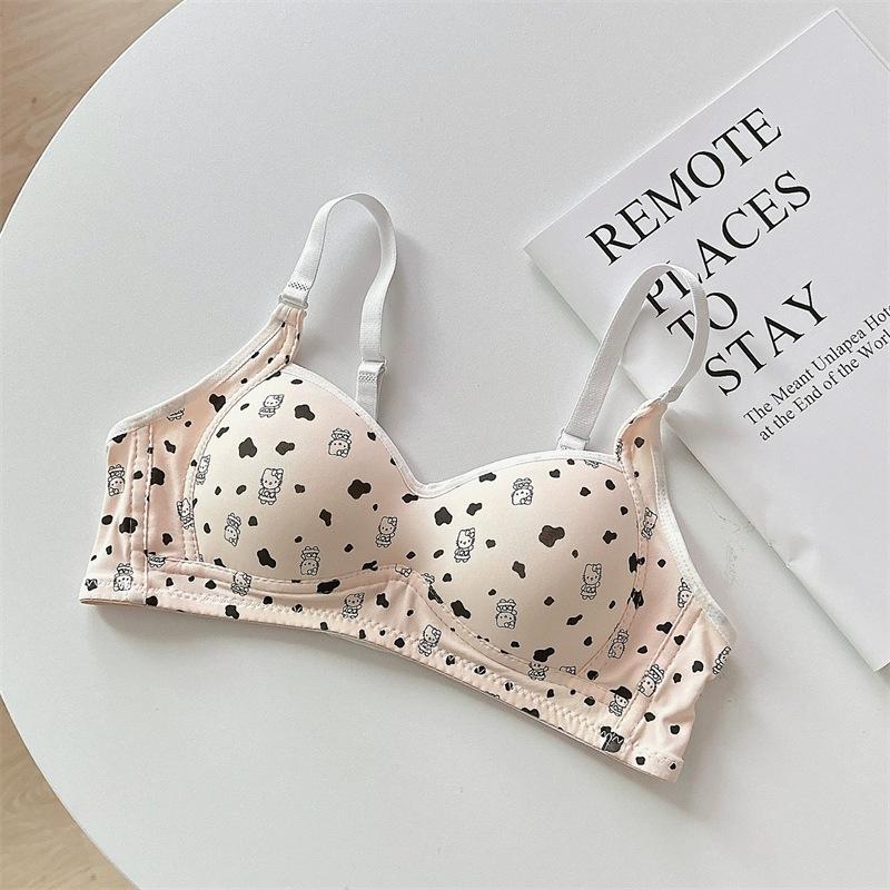 Cute cartoon printed underwear schoolgirl without steel ring comfortable breathable thin small breasts gather bra girl sweet