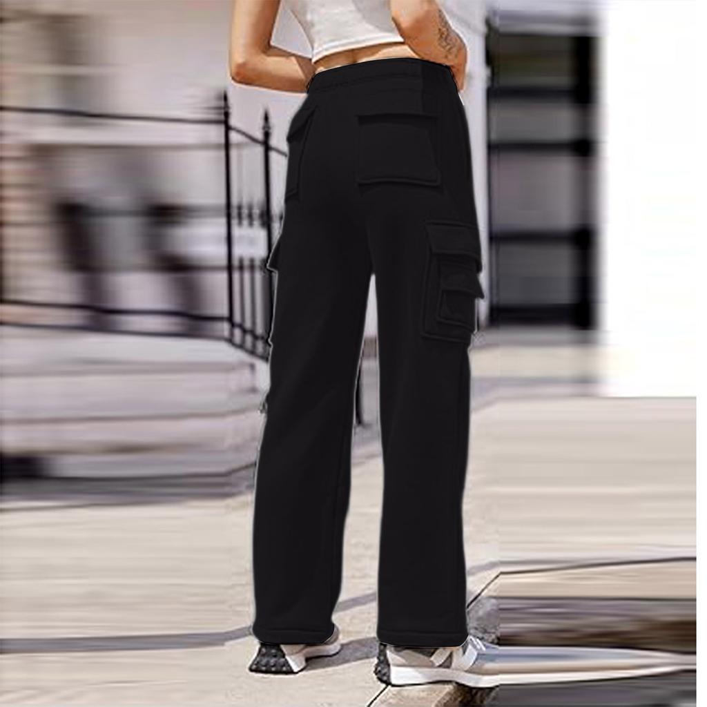 Women's Casual Sports Multi-pocket High Waist Sweatpants Loose Fashion Trousers