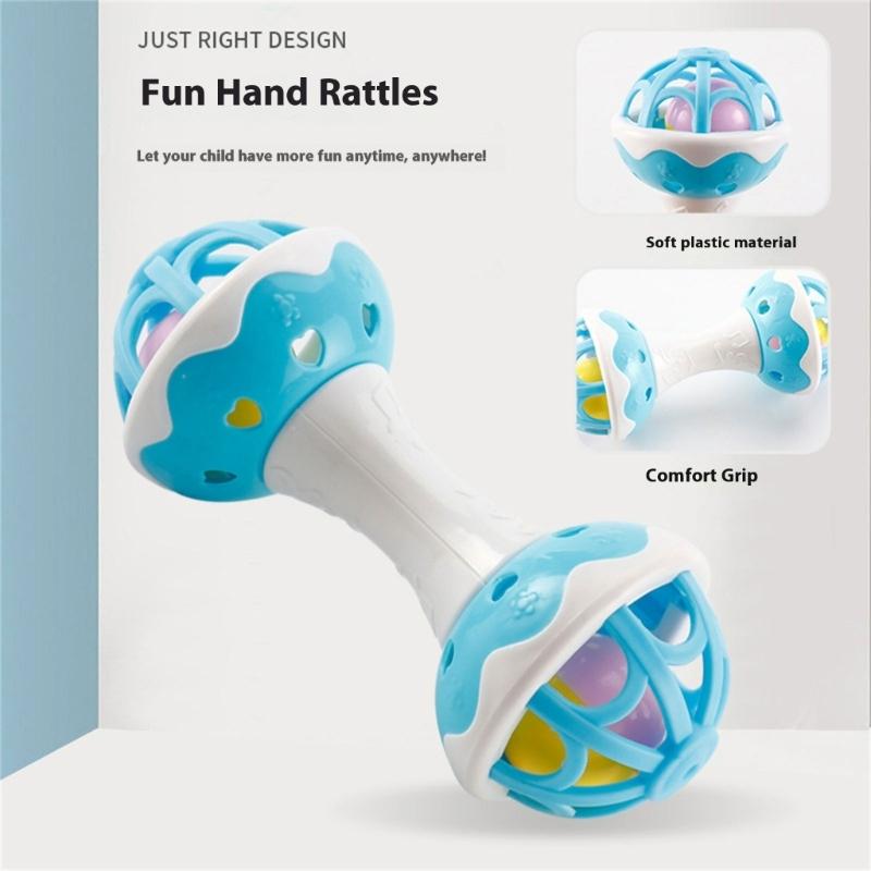 Baby Chew Toy With Textured Roller Ball And Gentle Rattle Sound For Hand Eye Coordination