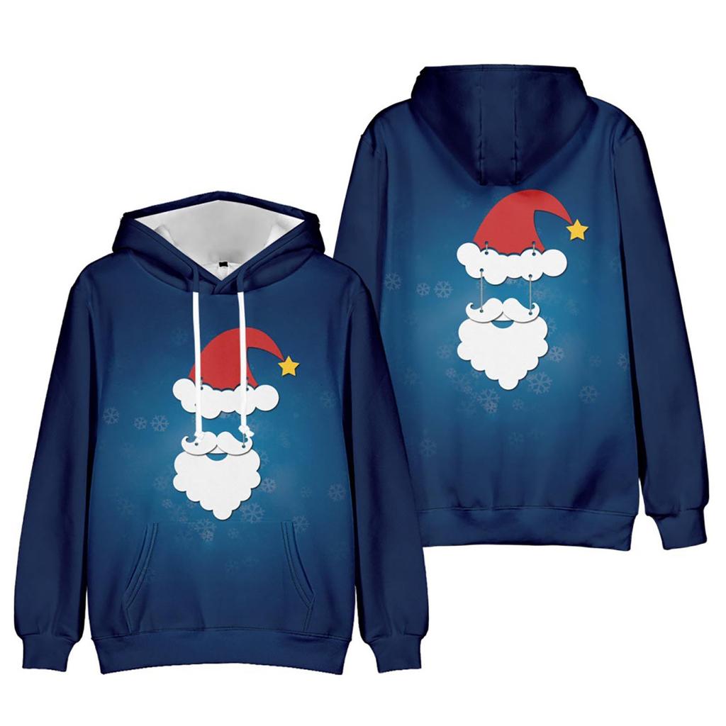 Свитер с капюшоном с рождественским принтом и длинными рукавами для мужчин и женщин весной и осенью