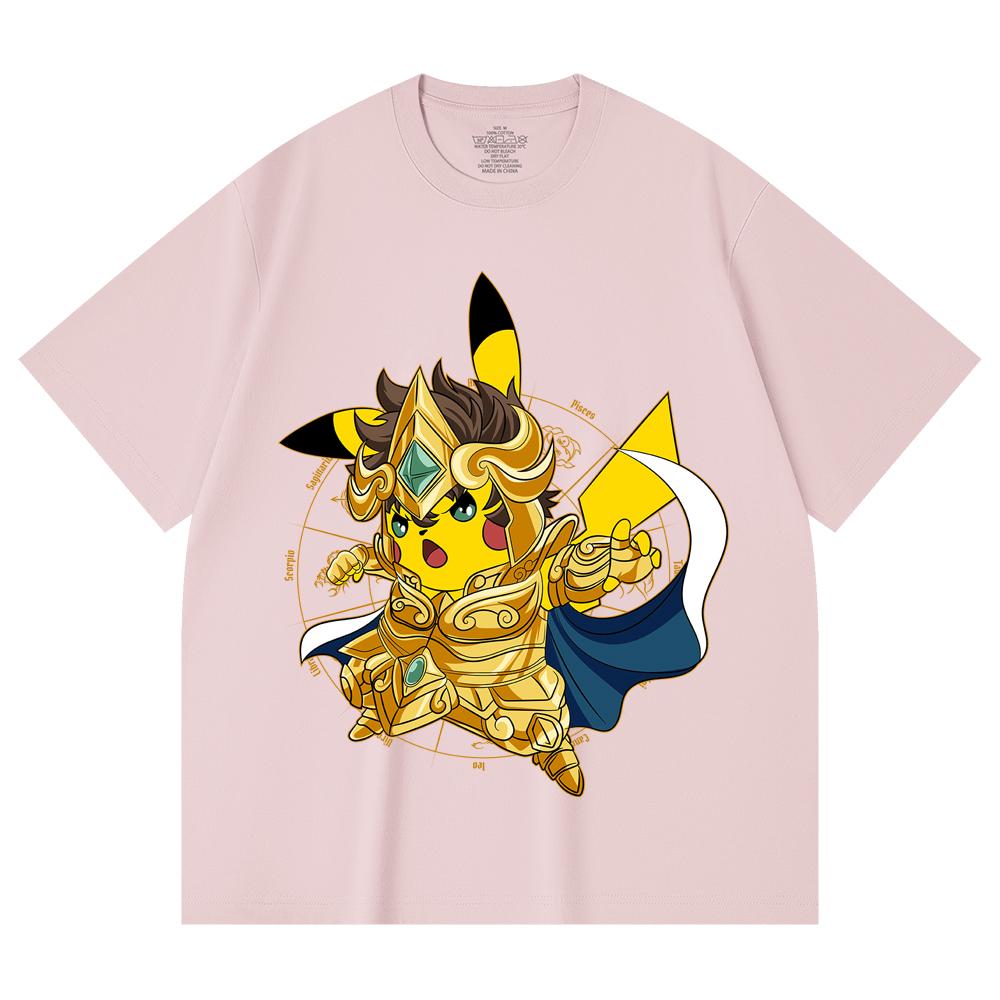 230 Gsm 100% Cotton Pokemon V25 Pikachu Leo Print Unisex Heavy Cotton T Shirt