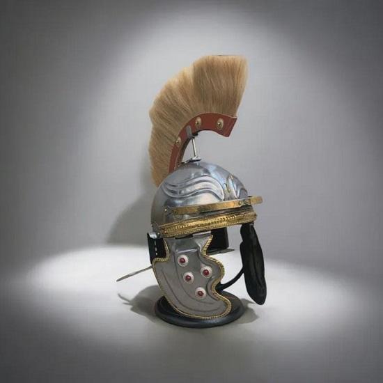 Roman Centurion Helmet Engraved Steel Gallic Roman Design Historical Armor Gift for Him Unique Collectible