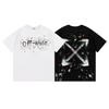 9068 Off-White 2025 Spring/Summer New Colorful Letter Arrow Pattern Round Neck Hooded Short Sleeved Men's and Women's T-shirts