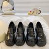 2025 New Spring, Autumn and Winter Women's Shoes Platform One-pedal Jk Black Loafers British Style Small Leather Shoes Women's Single Shoes