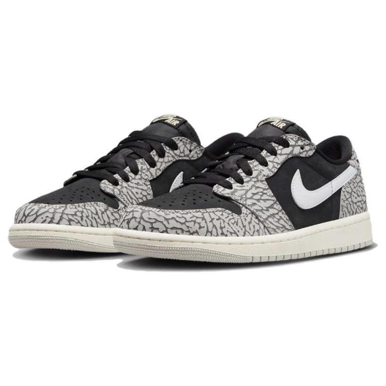 Air Jordan 1 Retro Low OG GS Black Cement Детские кроссовки Muslin Tech-Grey White CZ0858-001