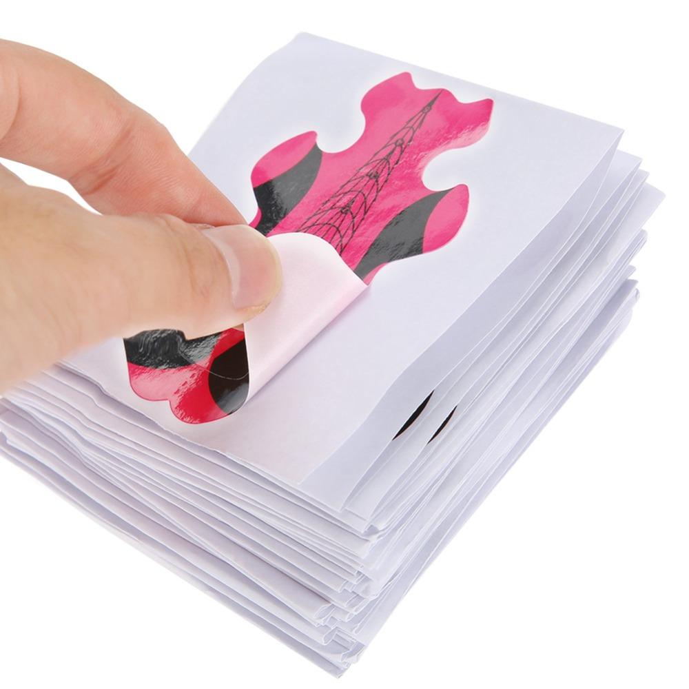 100pcs Self-Adhesive Sticker Nail Extension Paper Forms Easy DIY Nail Art Creation At Home