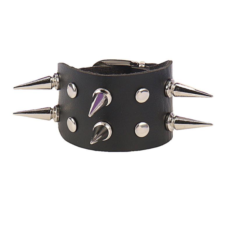 New Black Punk Spike Rivets Bracelets For Women Stud Bracelet PU Leather Charm Cuff Bracelets Cuff Bangles Jewelry Party Gift