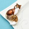 Rhinestone Enamel Fox Brooches For Women Animal Party Causal Brooch Pins Gifts