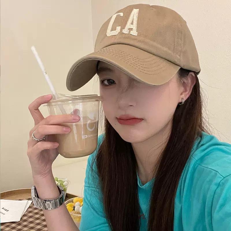 Spring And Autumn Seasons Hat Fashion Niche Simple Bone Embroidery Travel Versatile Big Head Circumference Shade Cap