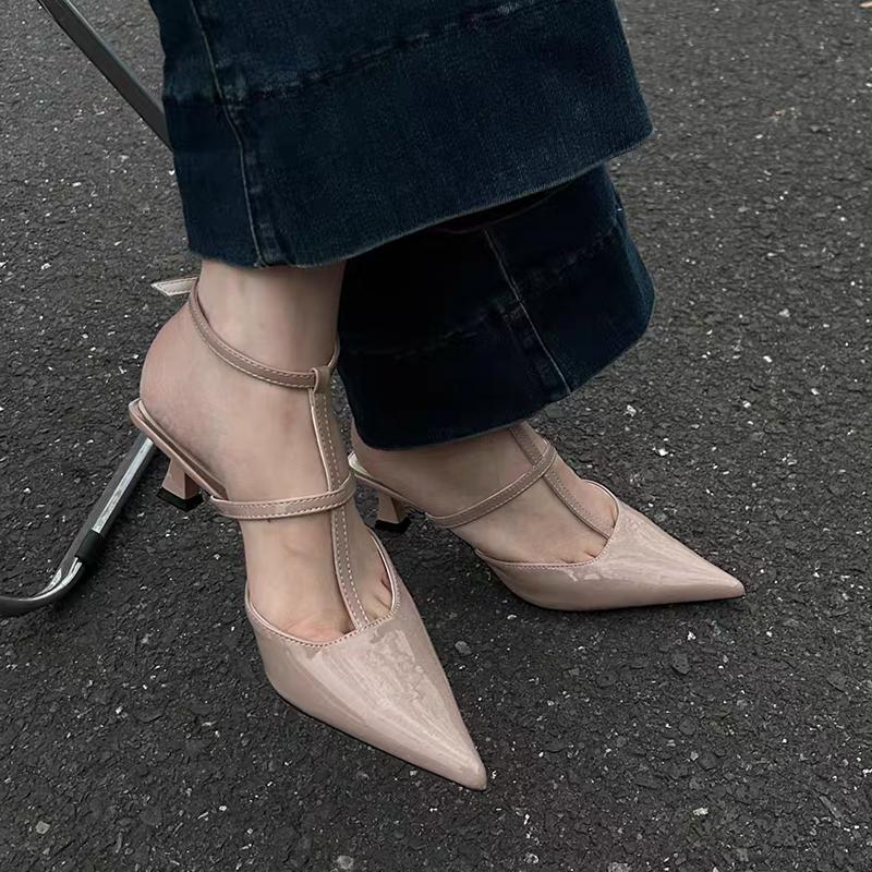 Женские босоножки на низком каблуке, туфли-лодочки с острым носком, летняя сексуальная обувь, вечерние туфли-слингбэки, шлепанцы, туфли-лодочки, chaussures ladies