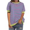 Женская летняя футболка в полоску с коротким рукавом и круглым вырезом