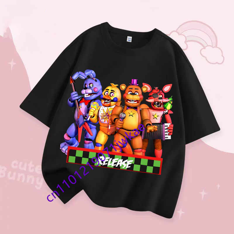 FNAF Дышащие футболки Детские Пять Ночей с Фредди Милый Топ с коротким рукавом Мальчики Девочки Летняя Модная Футболка Детская Одежда
