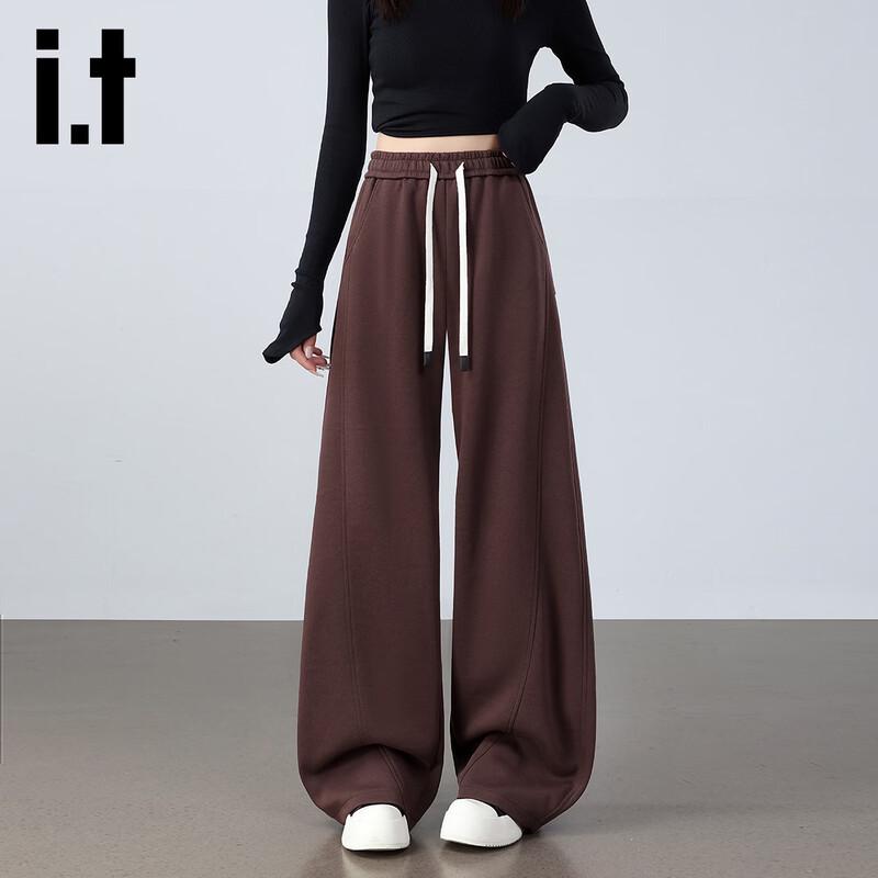 Izzue IT Женские спортивные брюки с высокой посадкой, свободного кроя, с изогнутыми штанинами