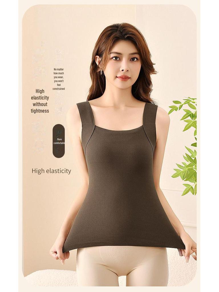 Женский бесшовный приталенный теплый жилет: Немецкий флис, нагрудник, шлифованный, утолщенный, осенне-зимнее нижнее белье