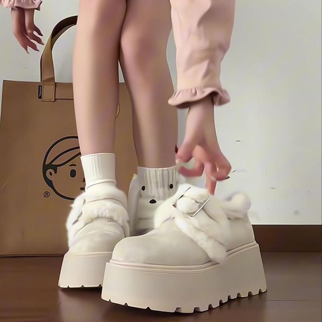 Зимняя верхняя одежда Birkenstock на толстой подошве увеличивает рост, согревает и хорошо выглядит, хлопковая обувь для женщин в снегу