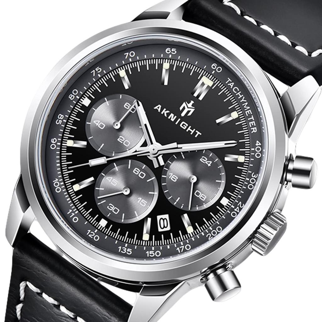 BENYAR AKNIGHT Japanese Stainless Leather Compatible with Business Casual Sports Chronograph Included Men's Watch, Quartz, Steel, Strap, Watches,