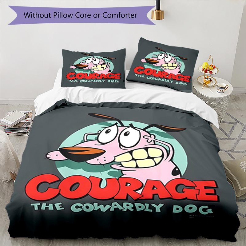 3pcs Courage the Cowardly Dog1 pattern bedding set duvet cover set includes duvet cover &pillowcases, perfect all season bedroom decoration & gift