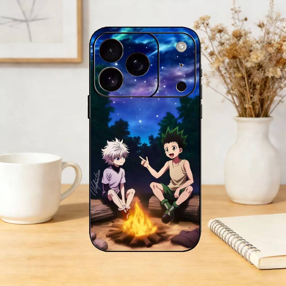Чехол для телефона Hunter X Hunter с Гон и Киллуа для iPhone 17,16,15,14,13,12,11 Plus,Pro,Max,Mini Силиконовый черный Мягкий чехол