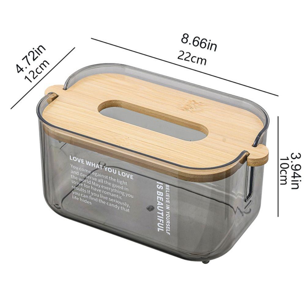 Bamboo Lid Automatic Descent Tissue Box Transparent Tissue Holder New Facial Tissues Dispenser