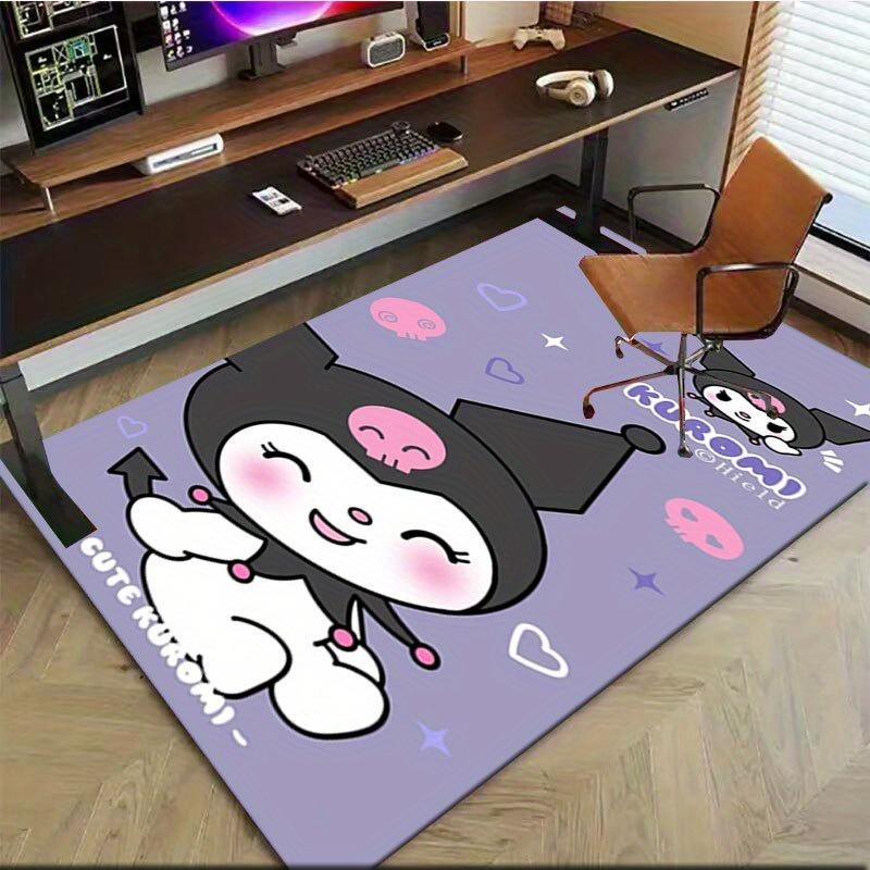 1pc Sanrio Kuromi Mermaid Printed Office Carpet Rectangle Rug Under The Table,Perfect Room Decor for Living Room, Bedroom, Kitchen, Non-slip Floor Mat